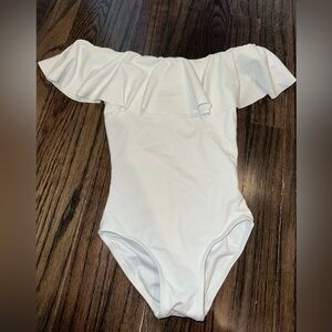 Stella Cove Girl Off-Shoulder White Ruffle One-Piece Swimsuit